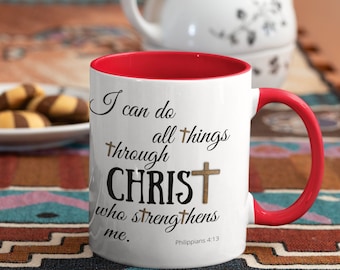 CHRIST COFFEE MUG - Religious Coffee Mug - Mug With Scripture - Cross Tea Cup - Believe Coffee Cup - Gift For Christmas