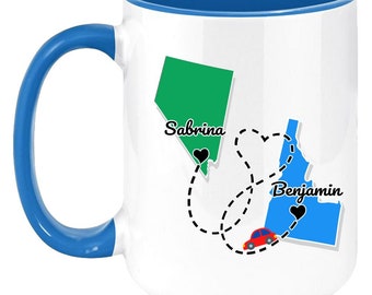 Personalized state mug | Miss you gift | Two state mugs | Missing you gift | Long distance gift | best friend never apart