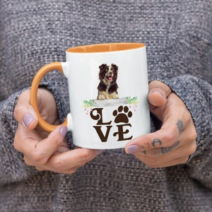 Love BORDER COLLIE MUG - Animal Coffee Mug - Puppy Tea Cups - Border Collie Gifts - Dog Quotes Ceramic Coffee Mug - Rounded Corner Cup