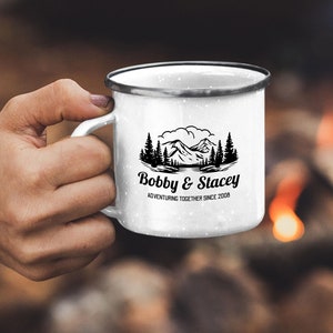 Adventure Mug | Outdoor Coffee Mug | Enamel Coffee Mug | Camper Coffee Mug | Nature Lover Mug | Forest Mountain Hiking Mug | Camping Tin Mug