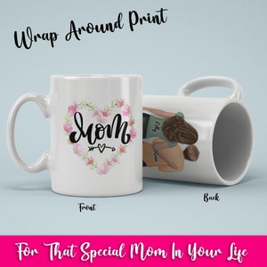 Custom Coffee Mug | Mother’s Day Gift | Personalized Mom Floral Heart White Coffee Mug | Gift For Mom | Custom Mug For Mom | Mom Coffee Mug