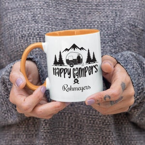 Happy Campers Personalized Mug | custom campfire mug, customizable mug | unique camping gifts | Camping Mug Happy Campers Campfire Mug