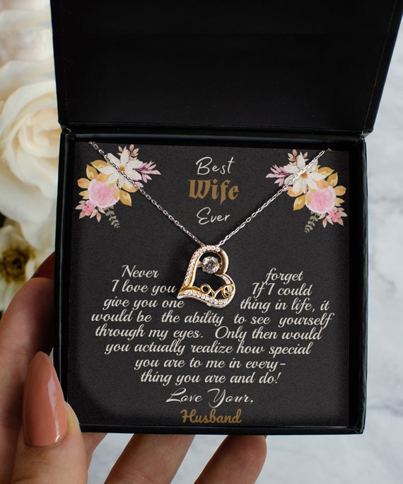 to My Wife Necklace | Anniversary Gift for Wife | Birthday Gift for Wife | Jewelry with Message Card and Gift Box | Partner, Fiancée