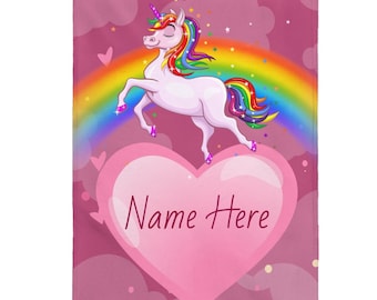 Personalized Unicorn Blanket for Kids & Youth | Custom Monogram | Soft Pink Unicorn Blanket | Cozy Gift for Toddlers, Baby Shower, Birthdays