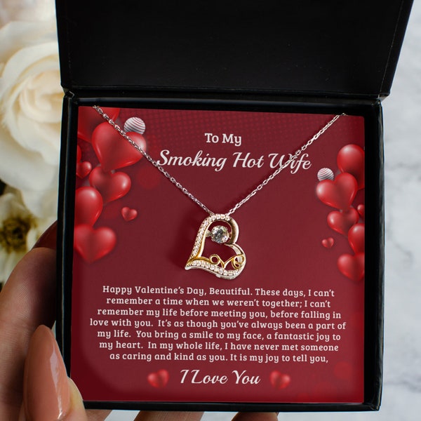 Smoking Hot Wife Valentines Day Necklace | Valentine Day Gift | Wife Gift | Hot Wife Necklace | Hot Wife Jewelry | Wife Message Card on Red