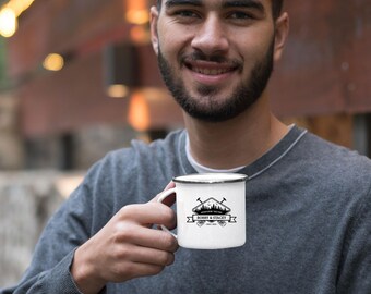 Enamel Camping Mug | Personalized Enamel Mug | Travel Mug  | Camping Mug | Mug Gift | Forest Mug | Outdoor mug | Mountain Mug