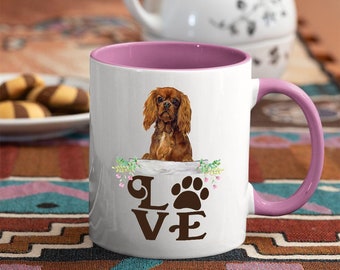 Love CAVALIER SPANIEL MUG - King Charles Paw Printed Mug - Coffee Lover Mug - King Charles Gift - Pet Coffee Mug, Perfect Gift For Dog Owner
