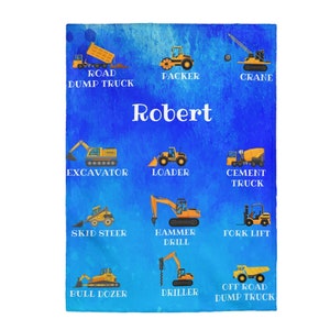 Couverture douce pour bébé | Couverture de construction personnalisée pour enfant | Couverture pour bébé avec prénom personnalisé | Couverture chaude pour bébé | Couette pour bébé