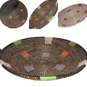 Earth tone with box pattern sea grass bowls (11-14inches)