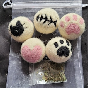 Needle Felted Catnip Balls - infused cat toy with extra catnip - single or multipack
