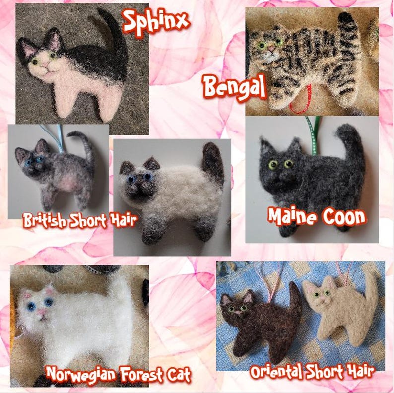 Nadel gefilzte Katze Dekoration: Personalisierbares Geschenk für Katzenliebhaber Bild 10