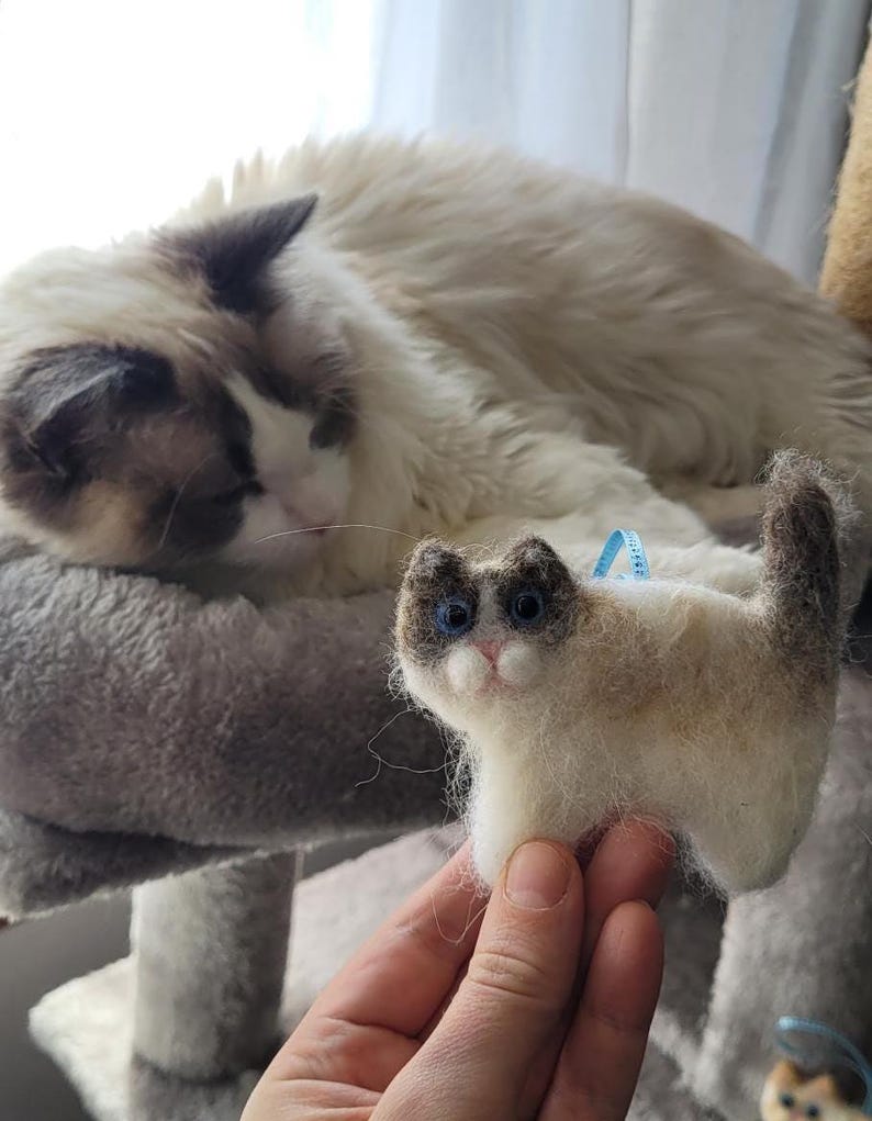 Nadel gefilzte Katze Dekoration: Personalisierbares Geschenk für Katzenliebhaber Bild 12