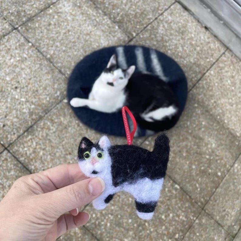Nadel gefilzte Katze Dekoration: Personalisierbares Geschenk für Katzenliebhaber Bild 11
