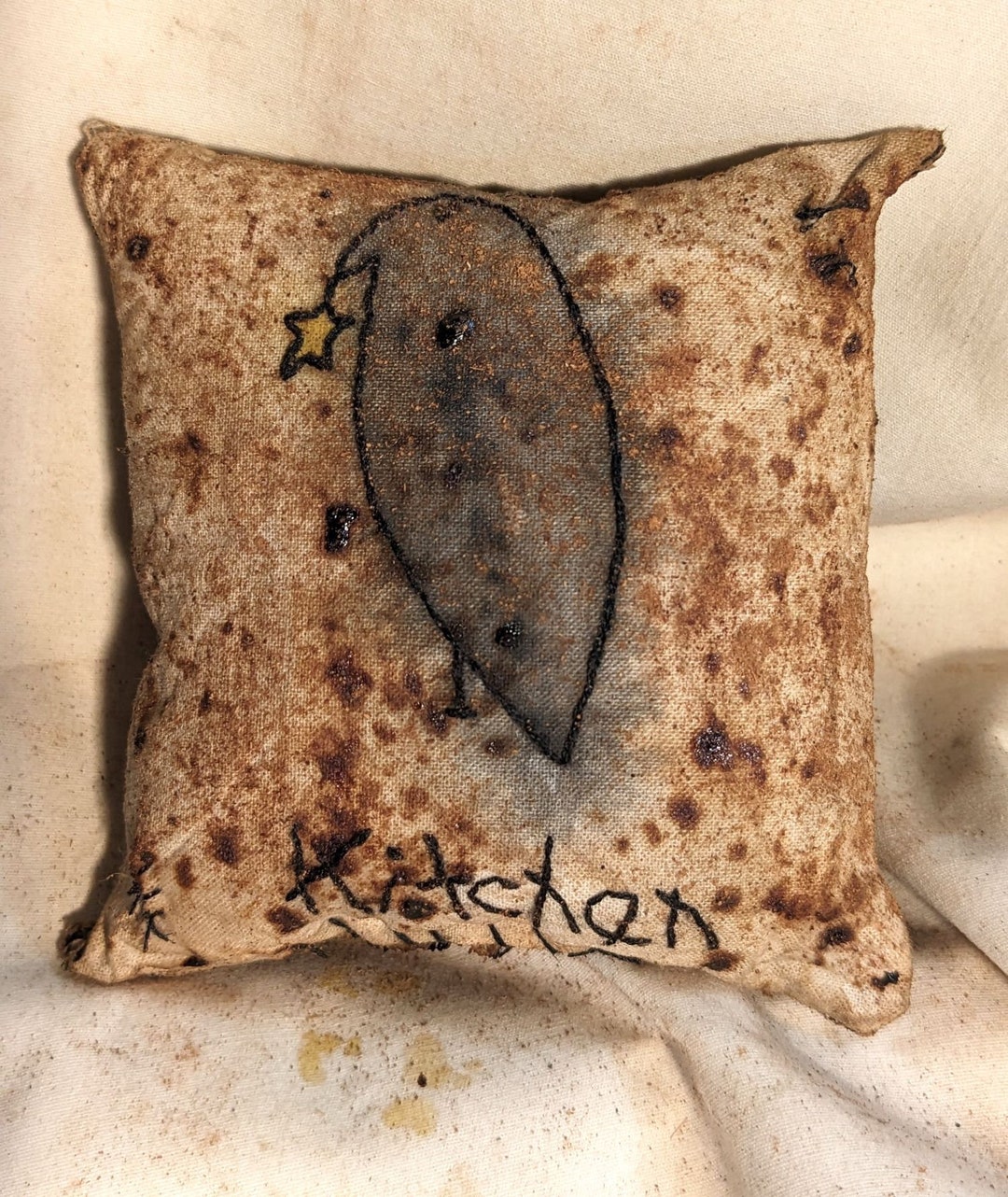 Primitive Home Decor Mini Pillow, Kitchen Crow Bowl Filler, Rustic ...