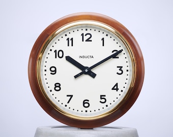 Mid-Century Vintage Swiss Wall Clock | 1944 | Inducta of Switzerland | Original Working Clock Mechanism