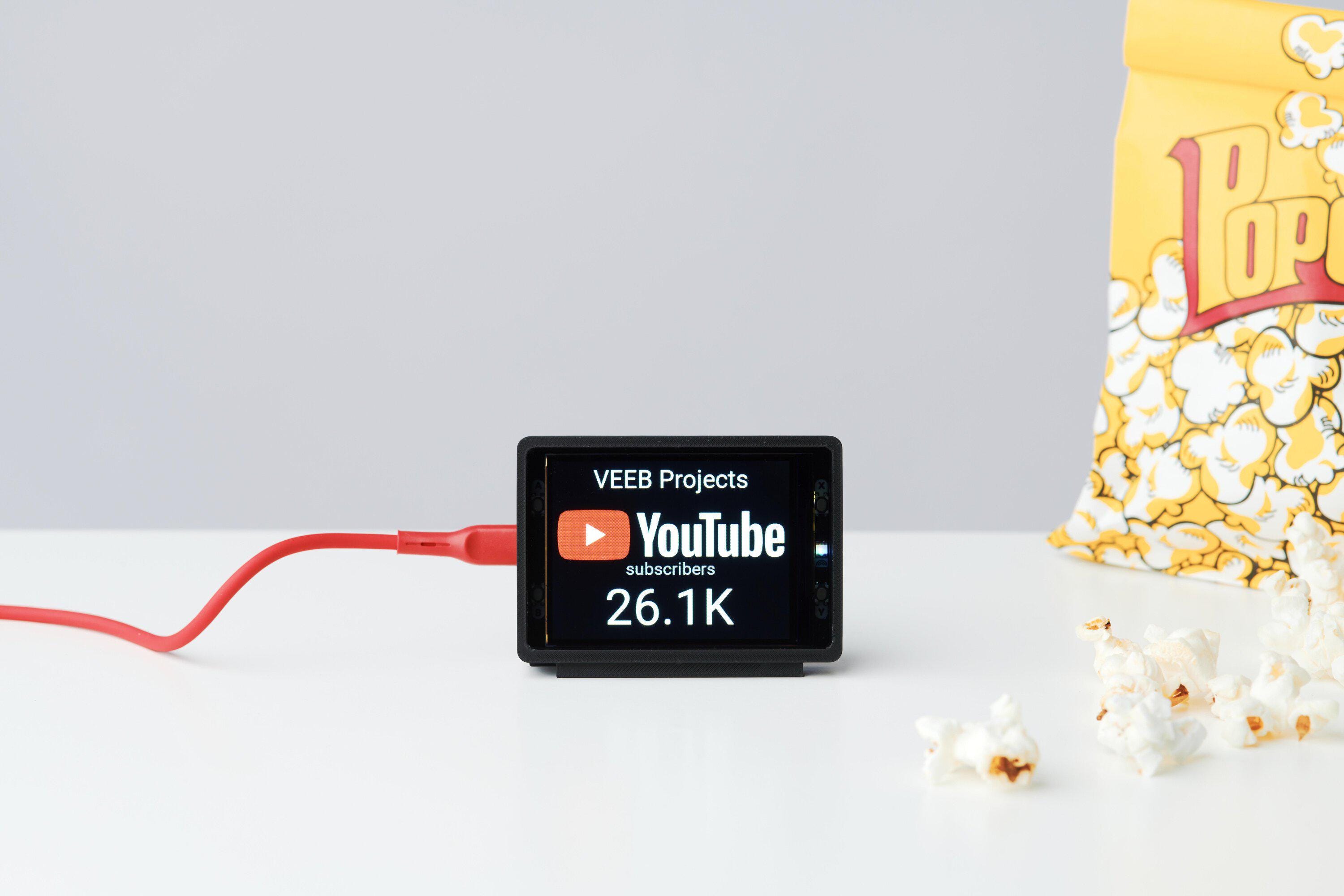 YouTube Subscriber Tracker | Extra Medium | Customisable Case | LED Display | Realtime Stats | Powered by USB