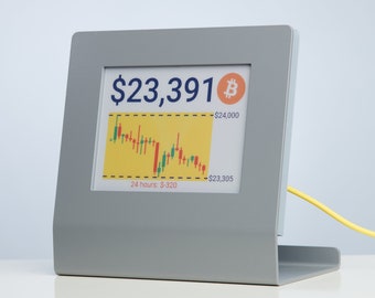 Large Bitcoin Price Ticker |  Colour ePaper | Metal Frame | Powered by USB