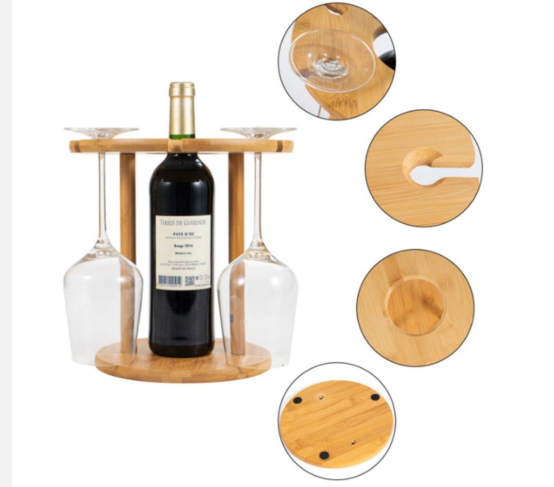 Wine Glass Drying Rack Bamboo Storage Shelf Bottle Display Etsy