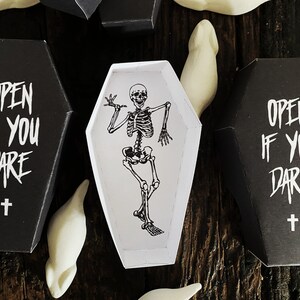 Coffin Box Halloween Party Treat Template, Dancing Skeleton Horror Coffin Favor Box Printable, Coffin Treat Box Digital Instant Download image 9