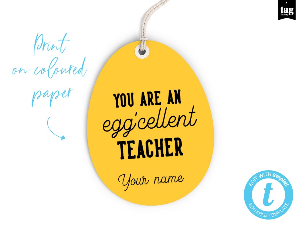 EGG-CELLENT TEACHER Tag Printable Easter Treat Tag for Teacher - Etsy