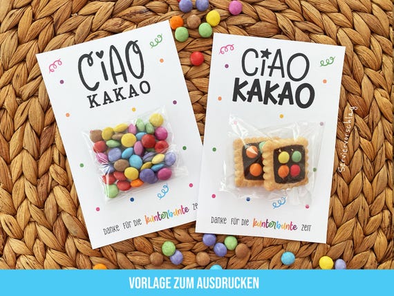 ciao kakao karte vorlage, kita abschiedsgeschenk, kindergarten kita abschied vorlage, dank kindergarten geschenk, kunterbunte zeit vorlage