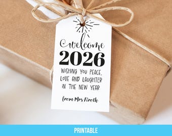 Etichetta regalo stampabile per FELICE ANNO NUOVO // Etichetta regalo per auguri di Capodanno da scaricare in formato digitale