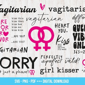 lesbienne vaginaire svg, fichier plotter lesbienne, fille embrasseuse, fichier plotter dictons effrontés frère ami, désolé pas de phase svg téléchargement numérique