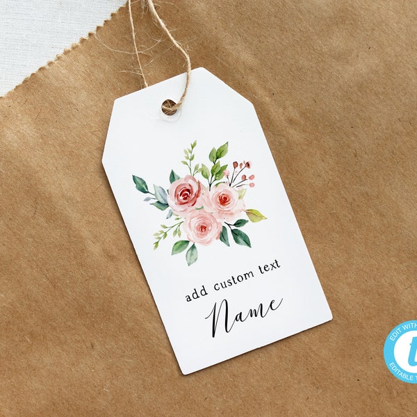 FLORAL Gift Tag Printable Birthday Wishes Flower Tag Editable Text Digital Download