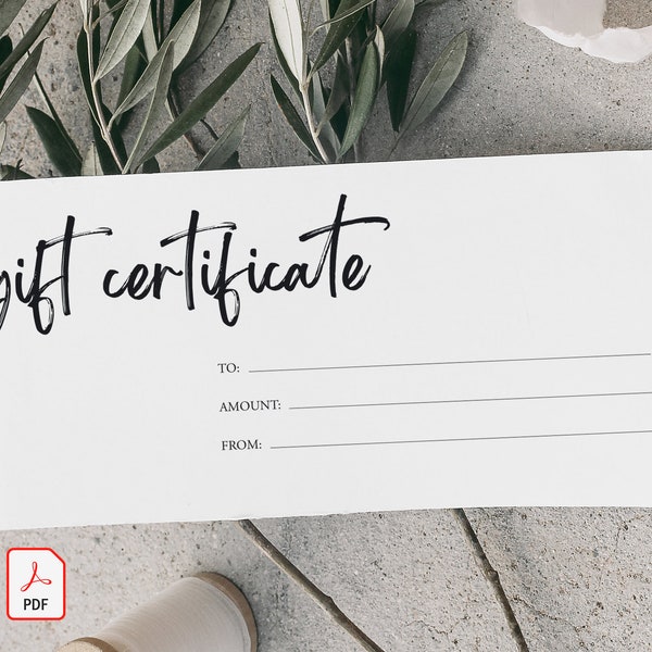Modern Business Gift Certificate 2023 ADD LOGO, Minimal Gift Voucher Printable, Business Gift Card Word PDF Template Digital Download