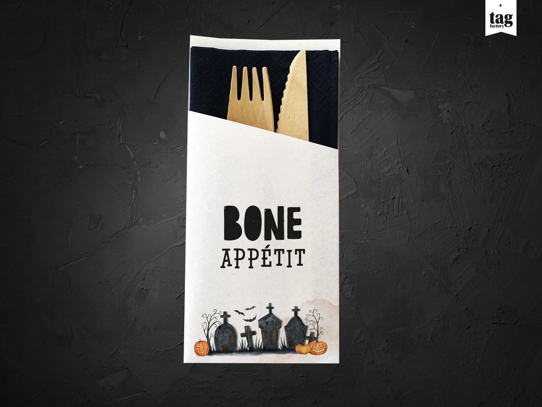 Halloween Cutlery Pocket Printable Bone Appetit Silverware - Etsy