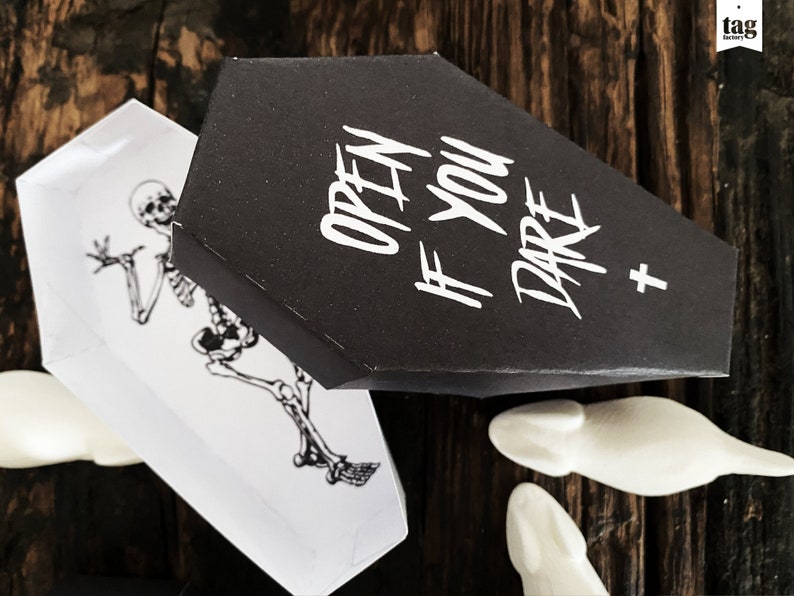 Coffin Box Halloween Party Treat Template, Dancing Skeleton Horror Coffin Favor Box Printable, Coffin Treat Box Digital Instant Download image 7