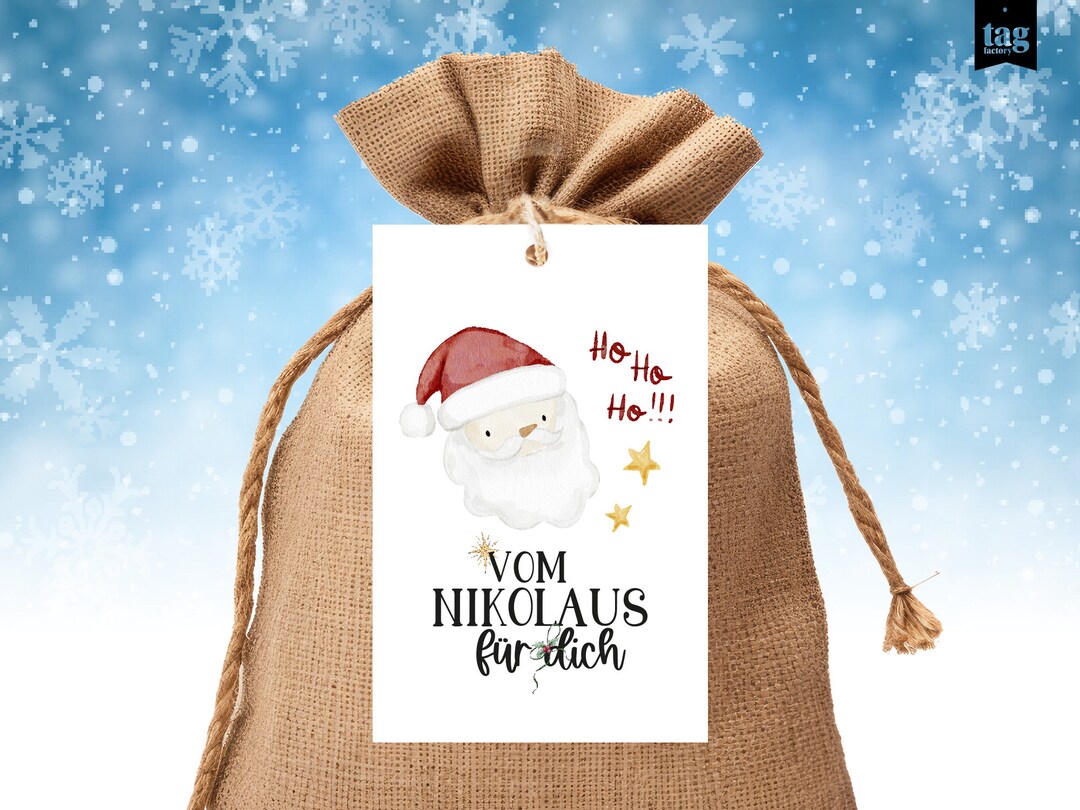 Nikolaus Etikett Anhänger Printable Gruß vom Nikolaus Ho Ho - Etsy.de