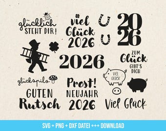 Plotter di Capodanno SVG, plotter di Capodanno, maiale portafortuna SVG, detto di Capodanno 2025, regalo di Capodanno/Capodanno, fortuna SVG
