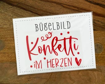 konfetti im herzen alaaf karneval accessoires, karneval kostüm frauen damen bügelbild geschenk, konfetti herz bügelbild, konfetti bügelbild