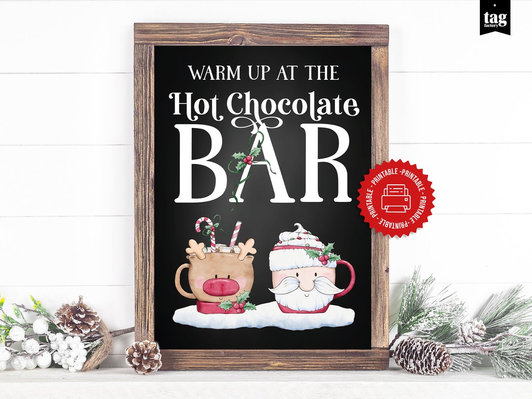Hot Cocoa BAR Sign PNG Printable, Christmas Party Decor Hot Chocolate ...