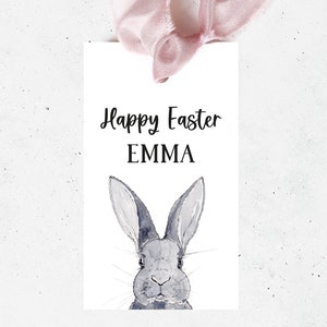 Easter Basket Treat Tag Printable BUNNY EASTER Personalise Easter Bunny Basket Gift Tag Editable Name Digital Download