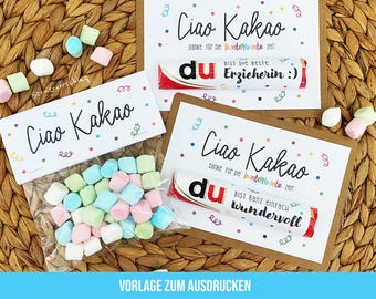 Ciao kakao, Ciao kakao card, daycare farewell gift, kindergarten daycare farewell template, thank you kindergarten gift template Download