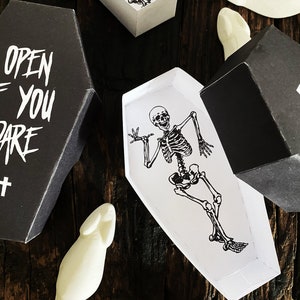 Coffin Box Halloween Party Treat Template, Dancing Skeleton Horror Coffin Favor Box Printable, Coffin Treat Box Digital Instant Download image 5