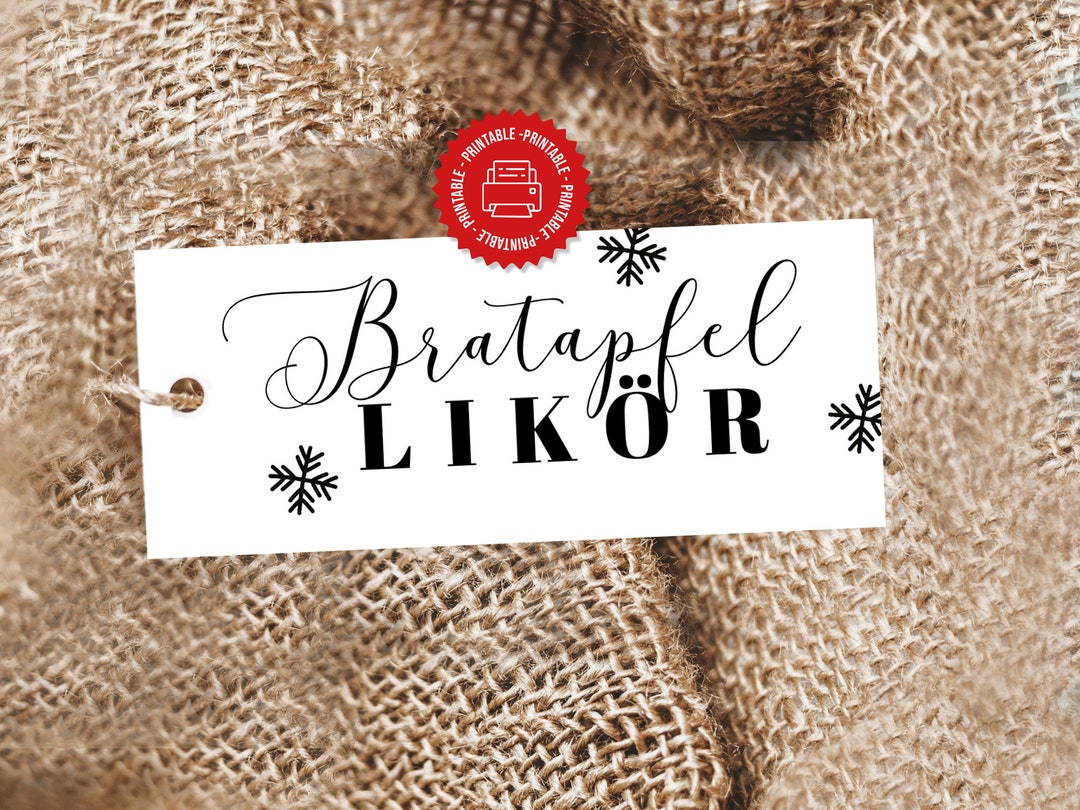 Bratapfel Etikett zum Ausdrucken, Bratapfel Eier Likör Nikolaus drucken