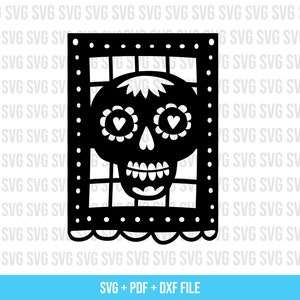 PAPEL PICADO SVG Bunting, Halloween SVG, Dag van het Dode Decor, Dia de los Muertos Ofrendas SVG Cricut DXF Cut File