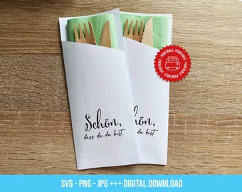 Cutlery bag svg Plotter png Print, Cutlery bag nice that you are here Digital Download