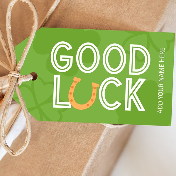 GOOD LUCK TAG Printable edible good luck Personalise St.Patrick's Day Favor Gift Tag Digital Instant Download