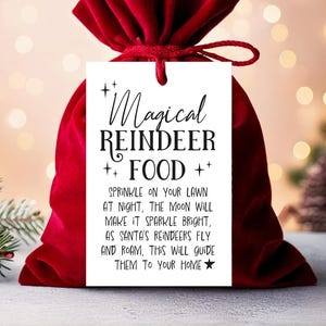 reindeer food tags Printable, magic reindeer food, christmas tags printable, Christmas Magic Reindeer Food Favor Digital Download