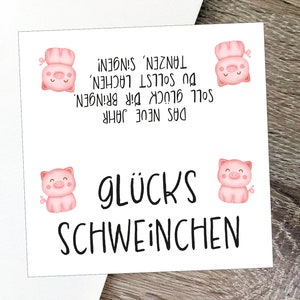 Glücksschweinchen Etikett Anhänger Printable, Neues Jahr Spruch etikett zum ausdrucken, Glücksschweinchen Mitbringsel Silvester Neujahr