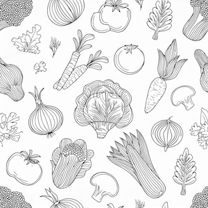 papier de légumes Imprimable, motif végétarien, légumes Party Favor, motif de légumes Téléchargement instantané numérique
