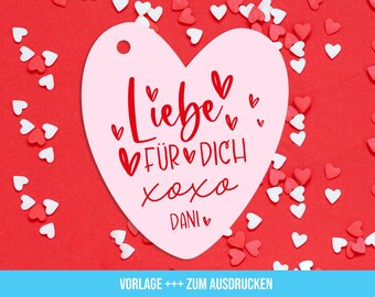 file modello cuore auguri d'amore, etichetta regali d'amore, stampa d'amore, ciondolo di San Valentino, souvenir d'amore da stampare, download