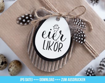 Eierlikör Anhänger Etikett Printable Ostern Eier Likör Label Personalise Eier-Likör Gift Tag Editable Digital Download
