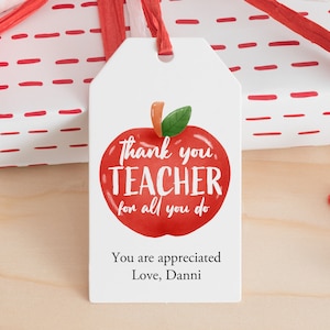 Dank u wel LERAAR Apple Cadeaulabel Afdrukbaar, Waardering voor Leraar, Dank u wel voor alles wat u doet, Traktatielabel, Bewerkbare Tekst, Digitale Download