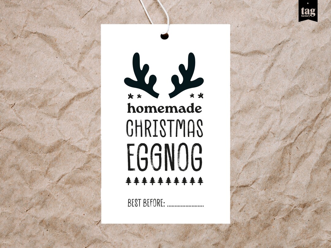 Eggnog Gift Tag Printable Christmas EGGNOG Label Personalise Editable