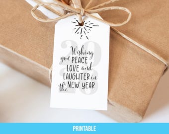Etichetta regalo di Capodanno con auguri di buona fortuna stampabile, etichetta stampabile per il nuovo anno 2026, etichetta per scatola regalo con auguri di Capodanno, download digitale